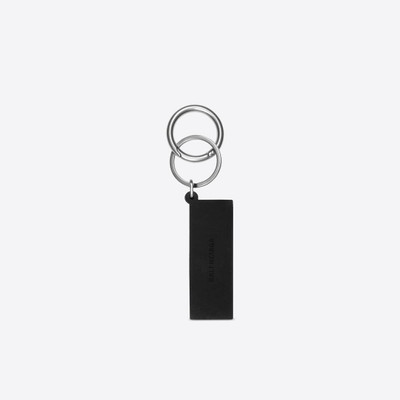 BALENCIAGA Men's Teenage Logo Keychain in Black/white outlook