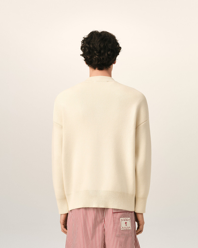 WHITE COTTON AND WOOL CARDIGAN WITH AMI DE COEUR ARROW 5