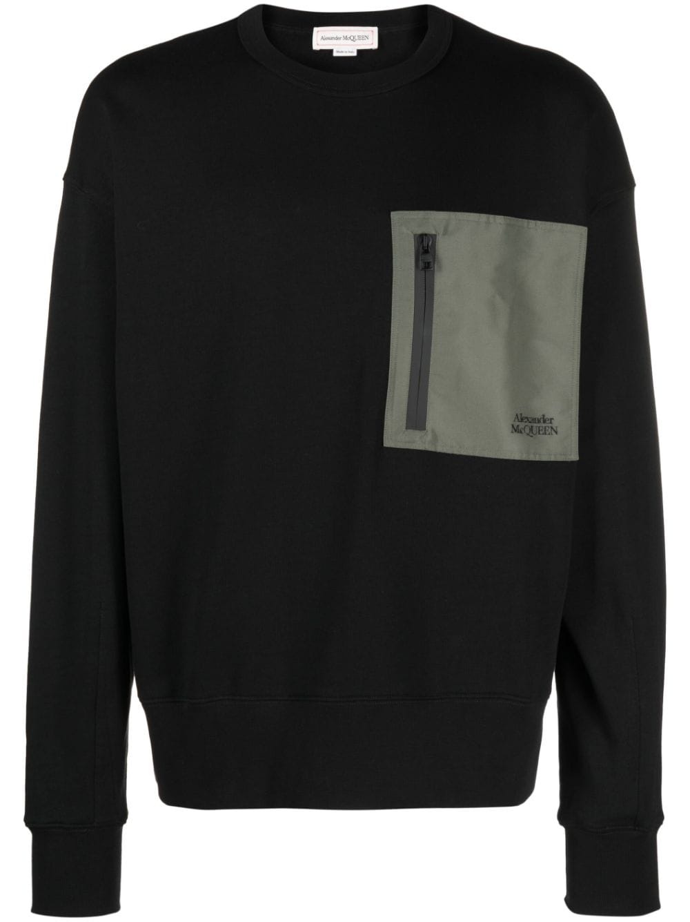 contrasting pocket crew neck sweatshirt - 1