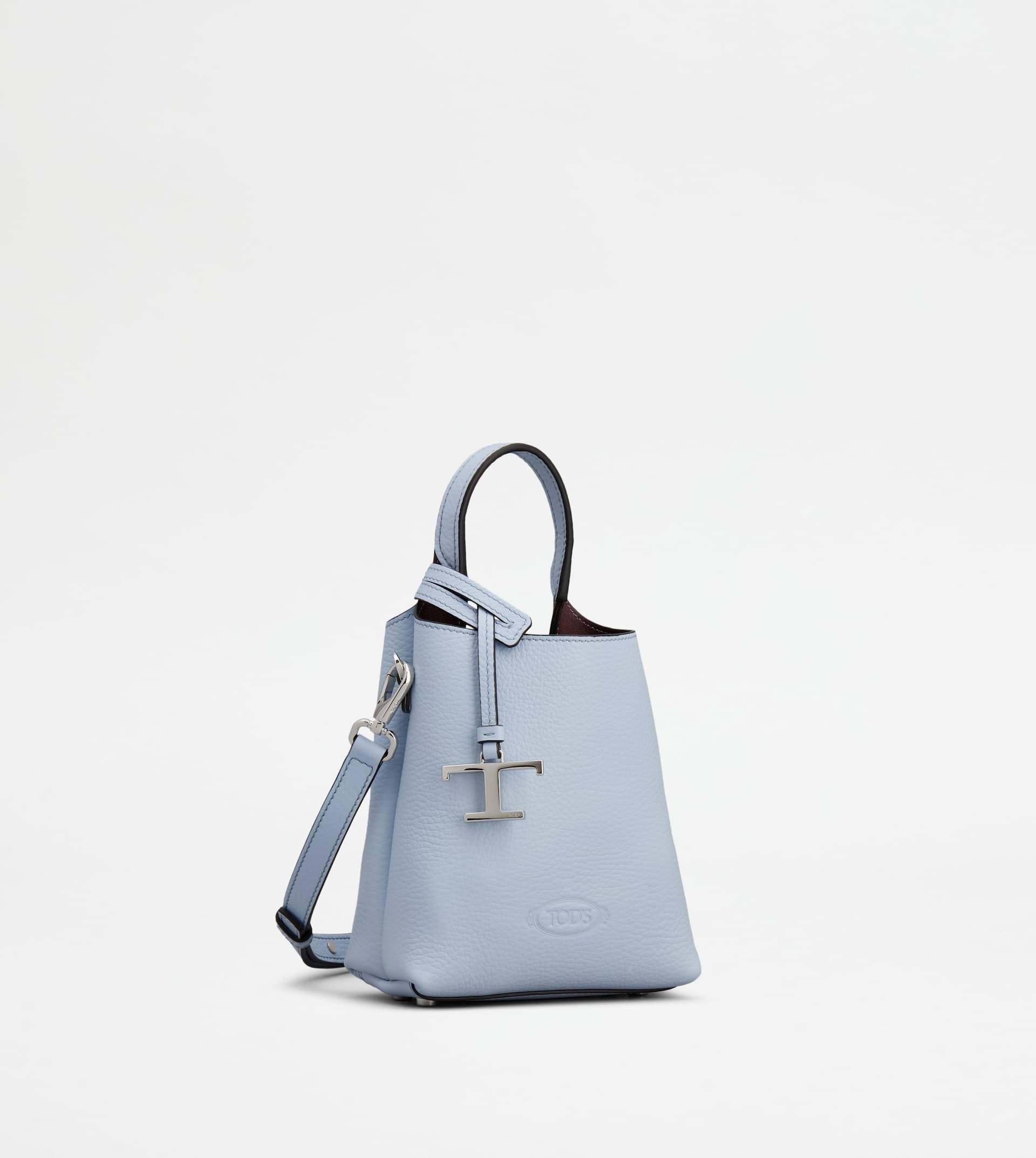 TOD'S MICRO BAG IN LEATHER - LIGHT BLUE, BURGUNDY - 3