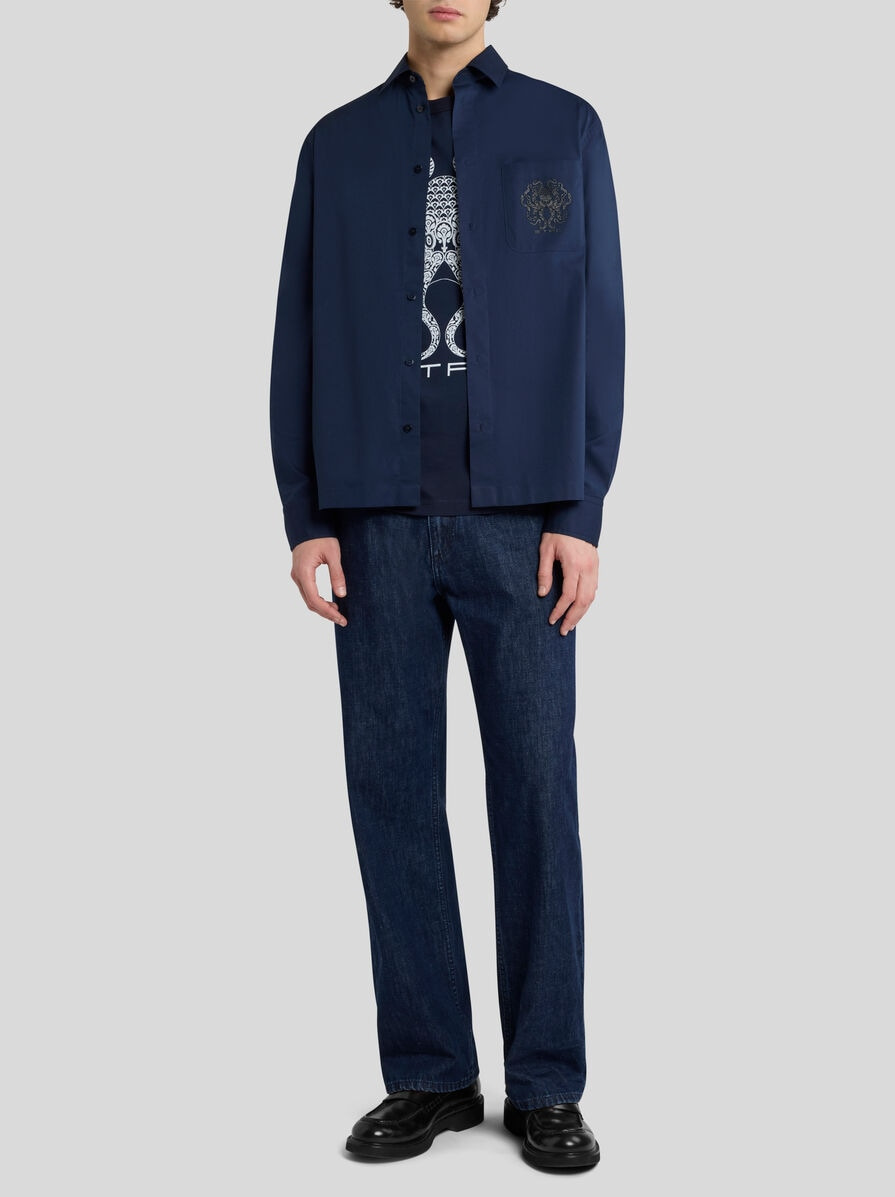 SHIRT WITH BREAST POCKET AND OCTOPUS EMBROIDERY - 4