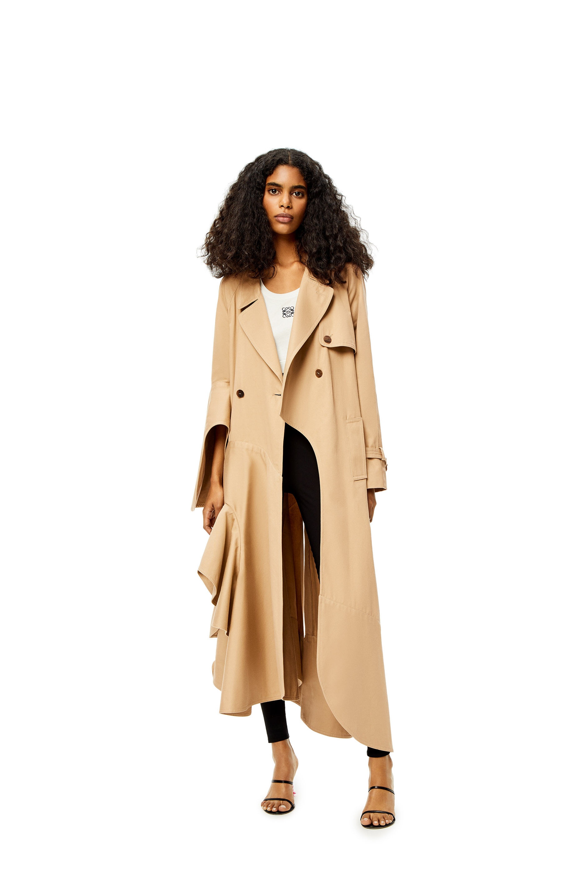 Ruffle trench coat in cotton - 3
