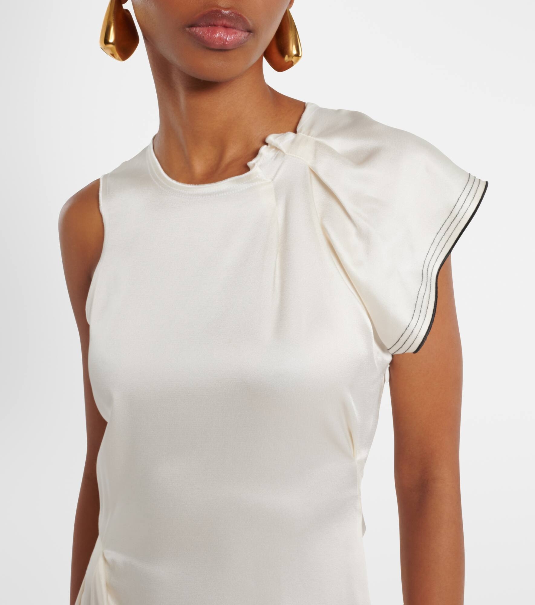 Gathered draped satin midi dress - 4