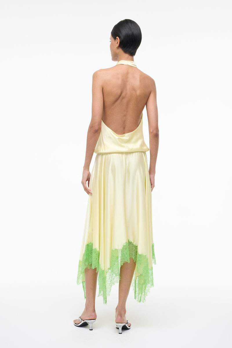 STAUD STAUD ELIRA SILK DRESS KEY LIME SPROUT outlook