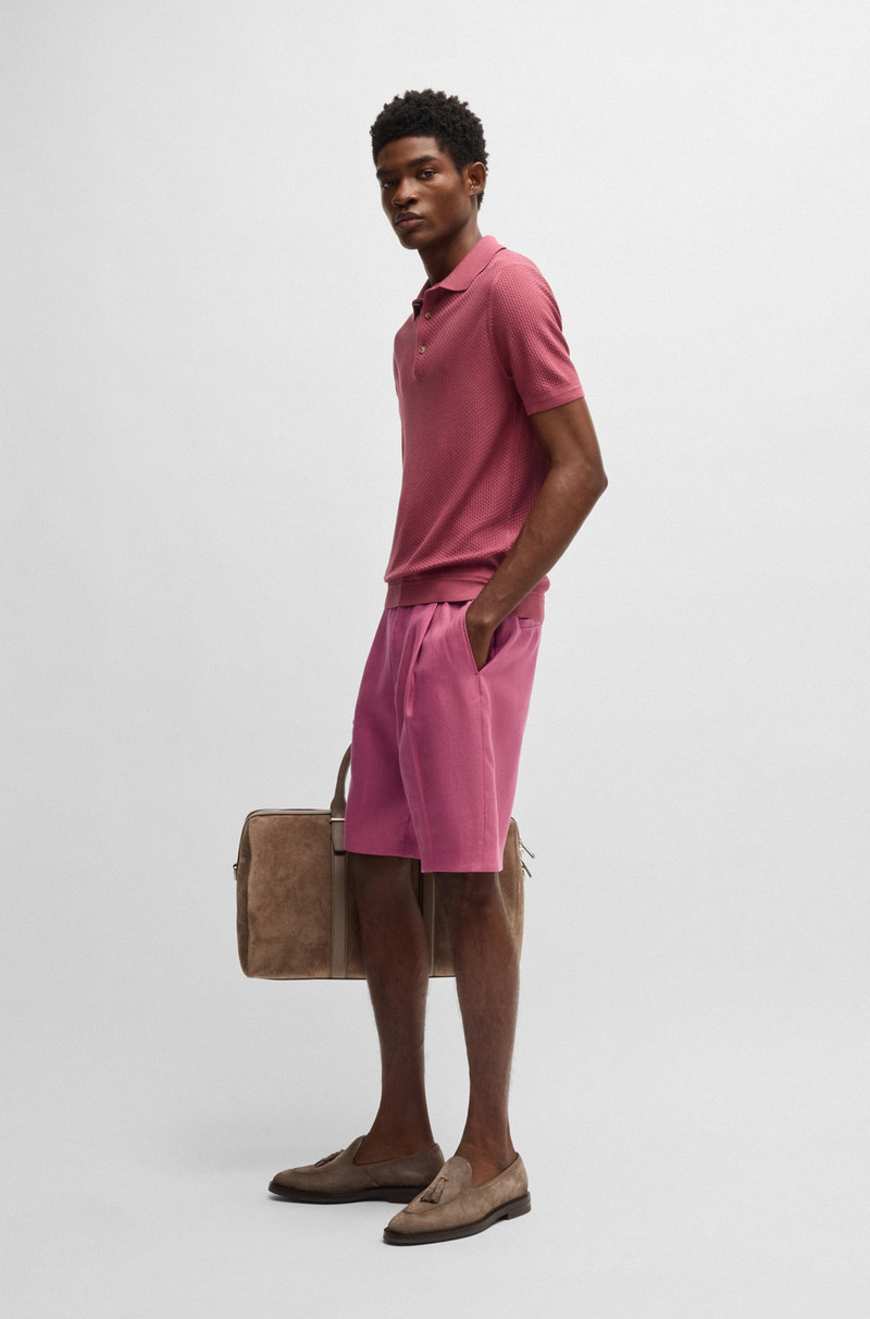 BOSS TAPERED-FIT SHORTS IN WRINKLE-RESISTANT LINEN outlook