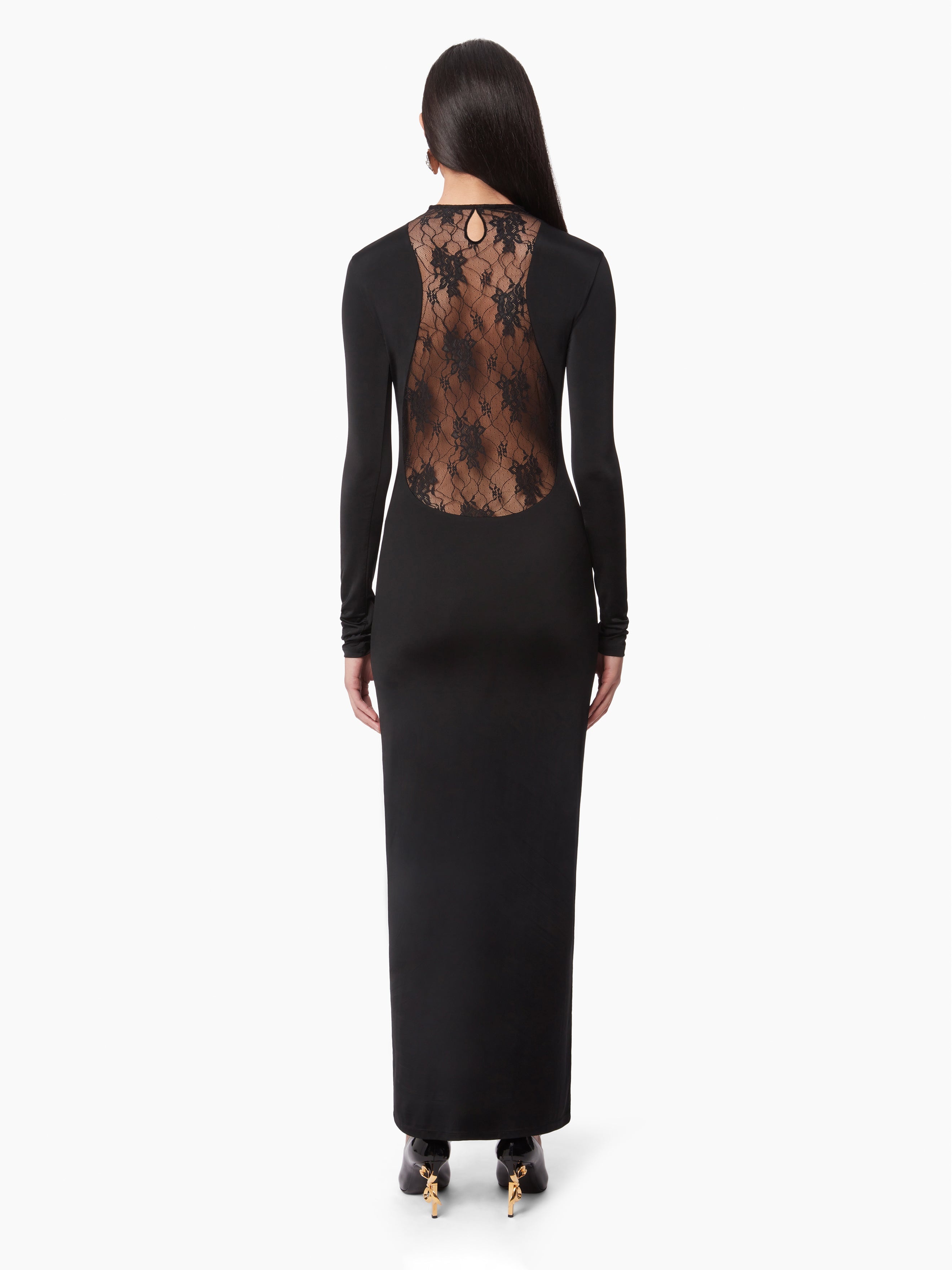 LONG DRESS WITH LACE INSERTS - 4