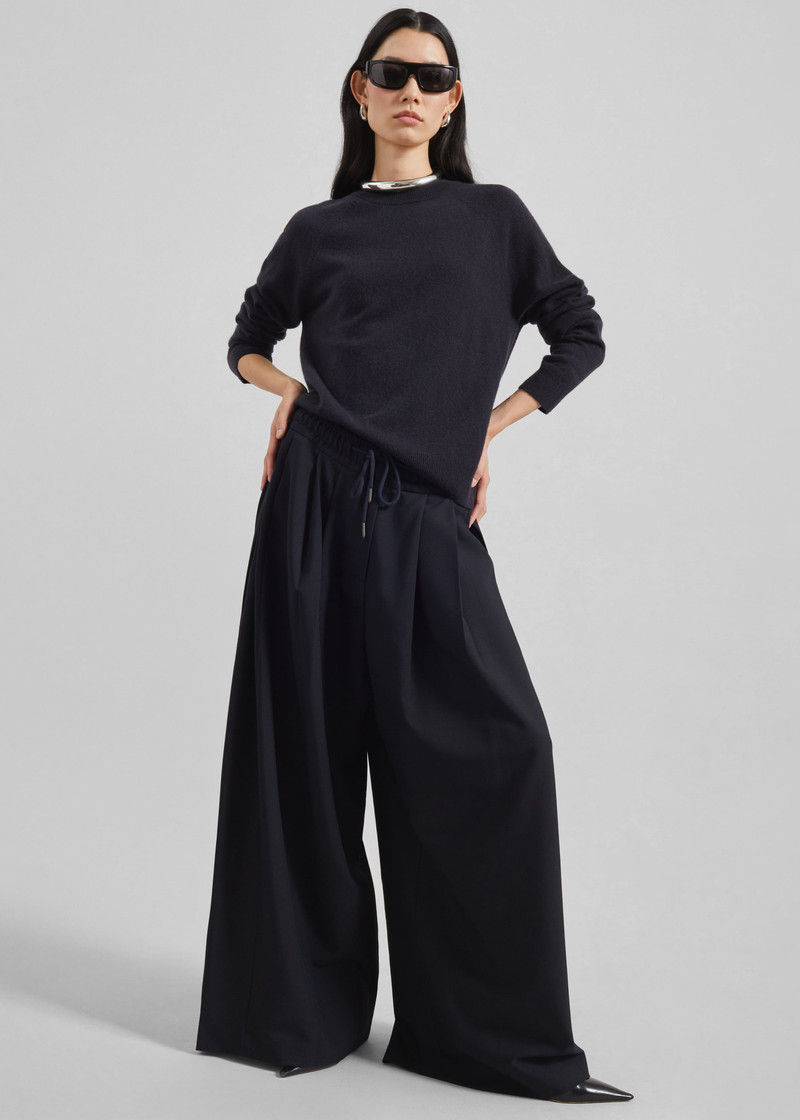 Corlen Pleated Wide Pants - Dark Navy 8