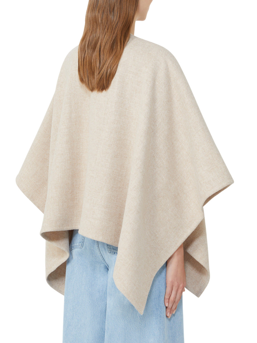 Max Mara Women Short Cape With A Rectangular Design, Can Be Worn Closed With A Brooch Or Open With A - 4