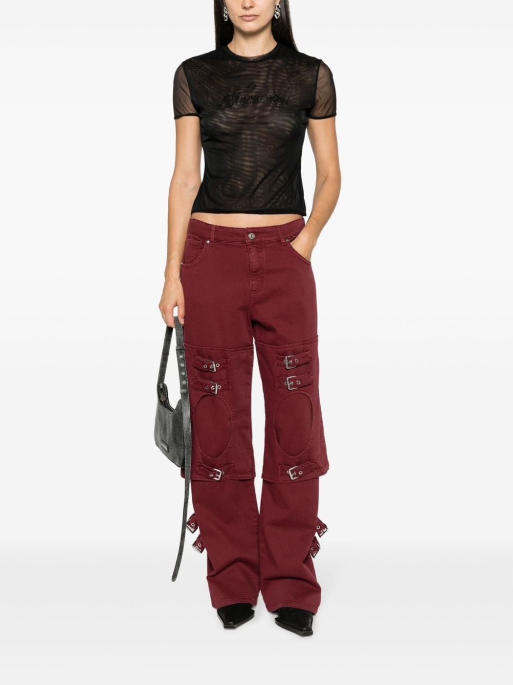 mid-rise buckle-embellished boyfriend jeans - 2