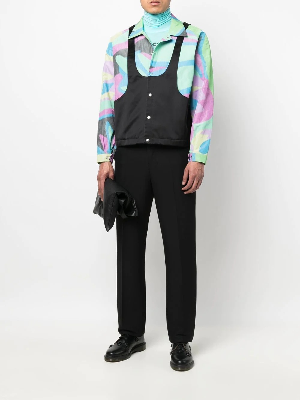 abstract-print panelled windbreaker - 2