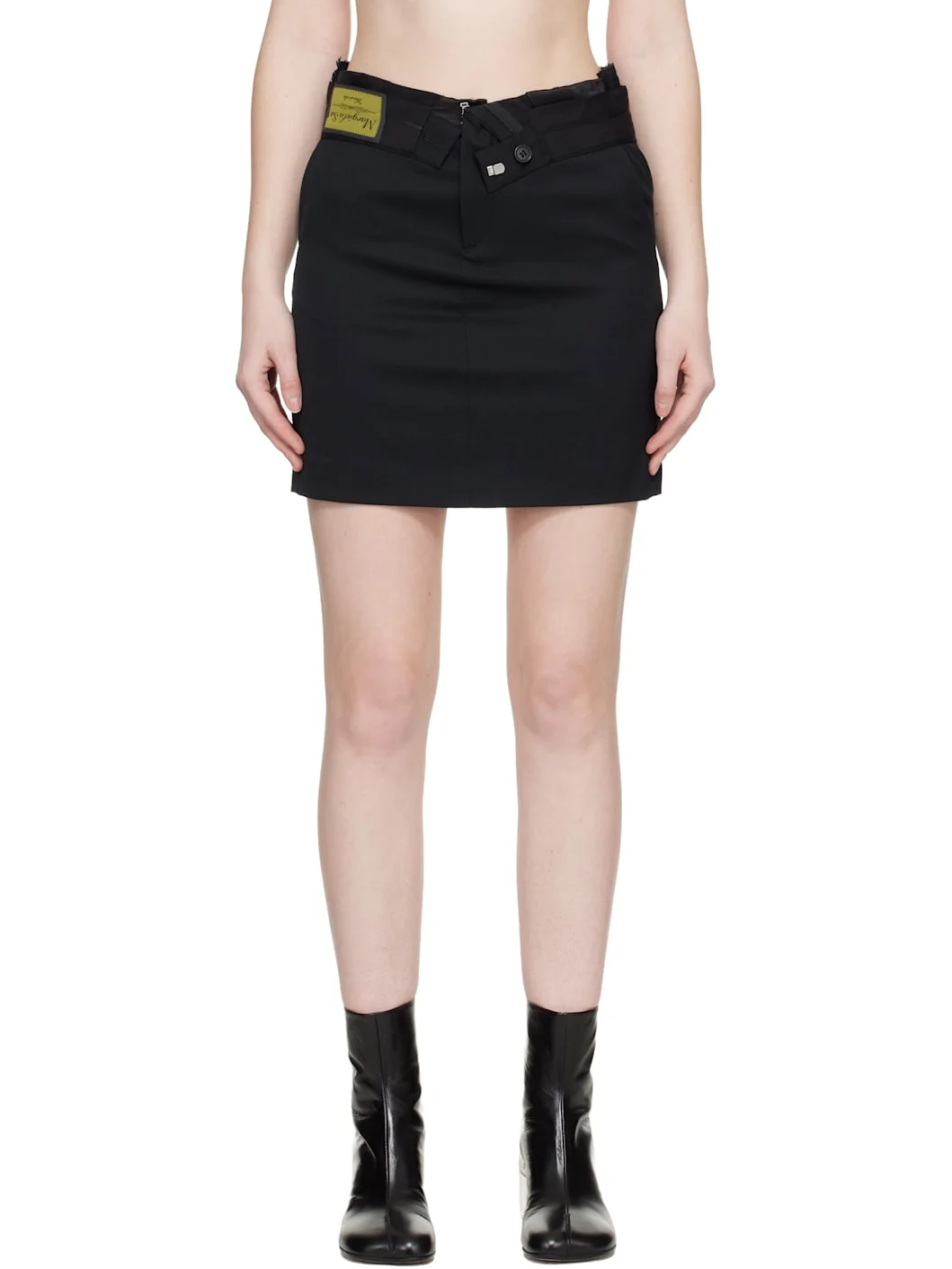 Black Wool Miniskirt - 1