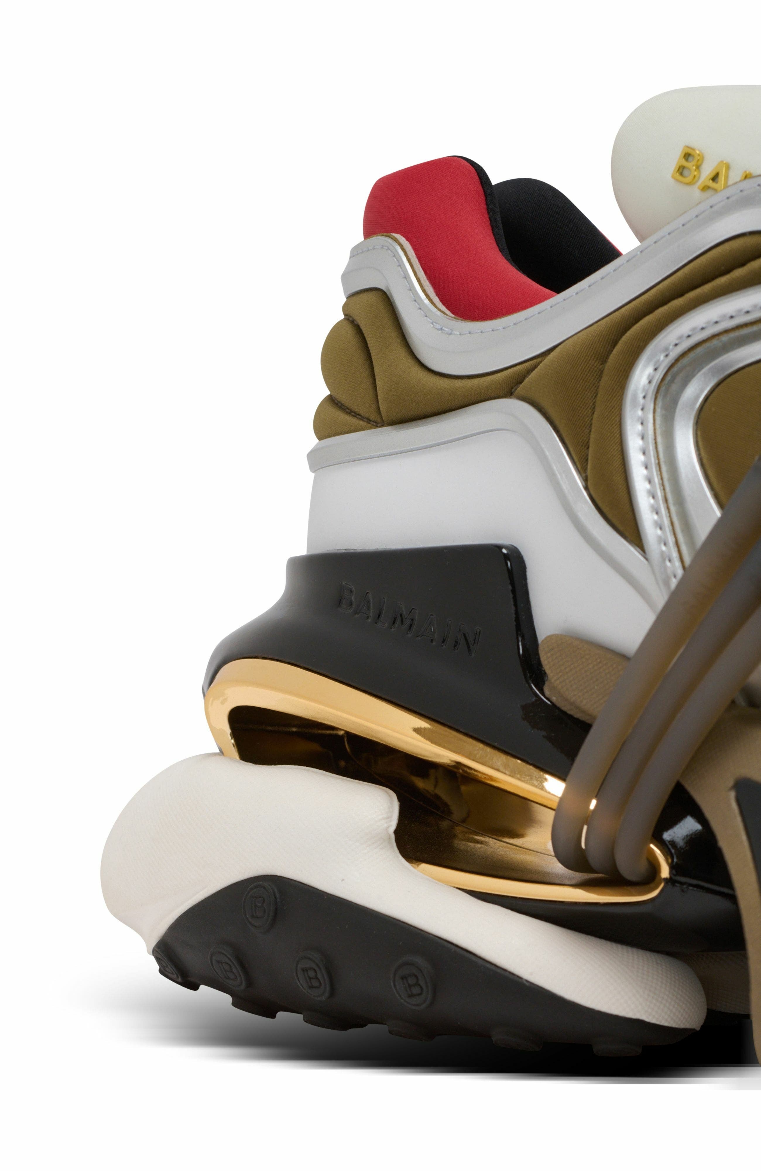 Balmain Unicorn Wave trainers in neoprene and calfskin in Khaki at Nordstrom - 8