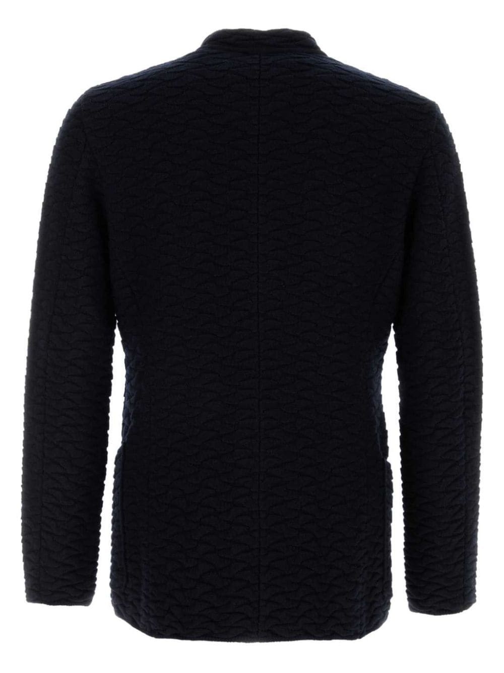 Navy blue wool blend cardigan - 2