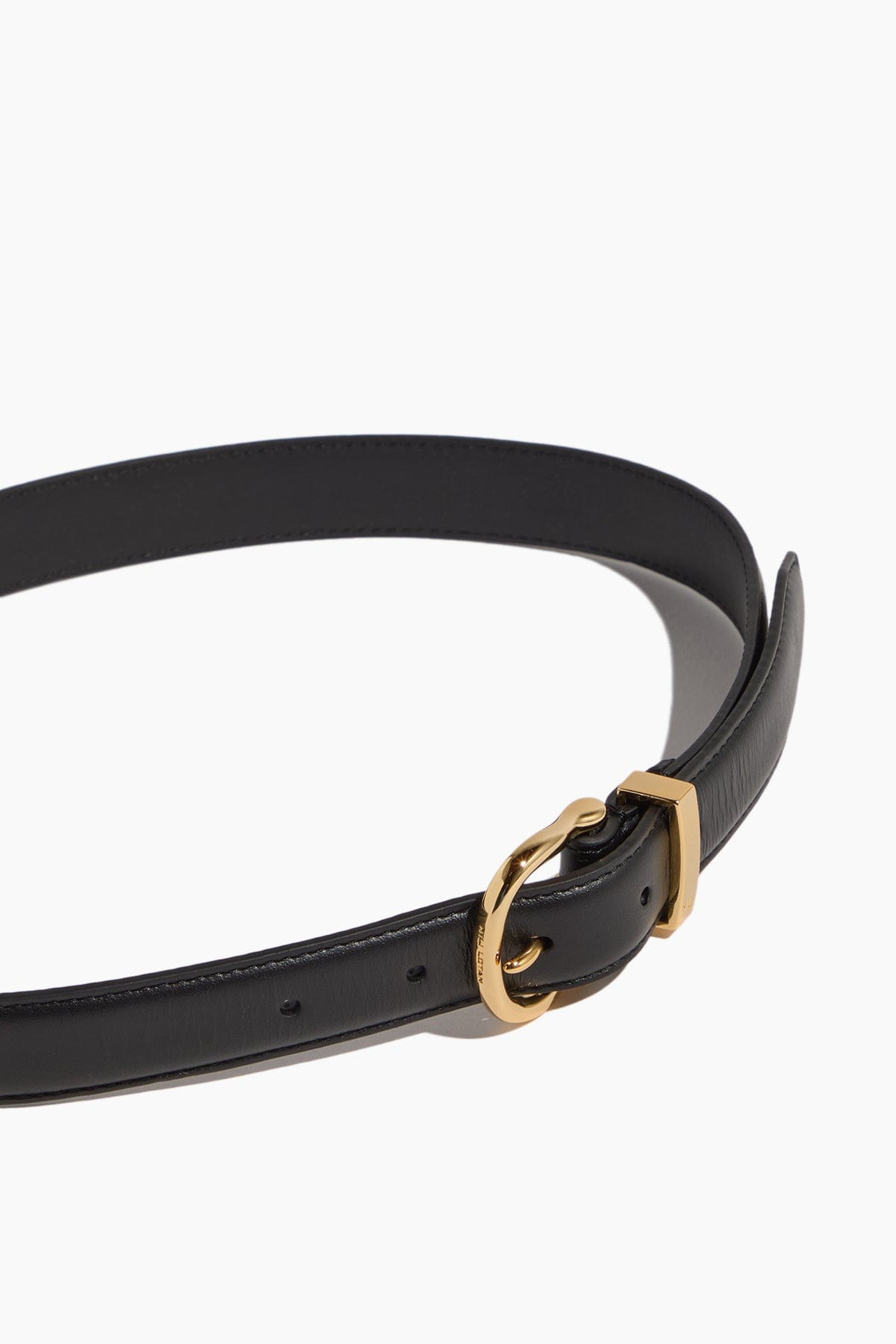 Louise Belt in Black with Shiny Brass Buckle - 3
