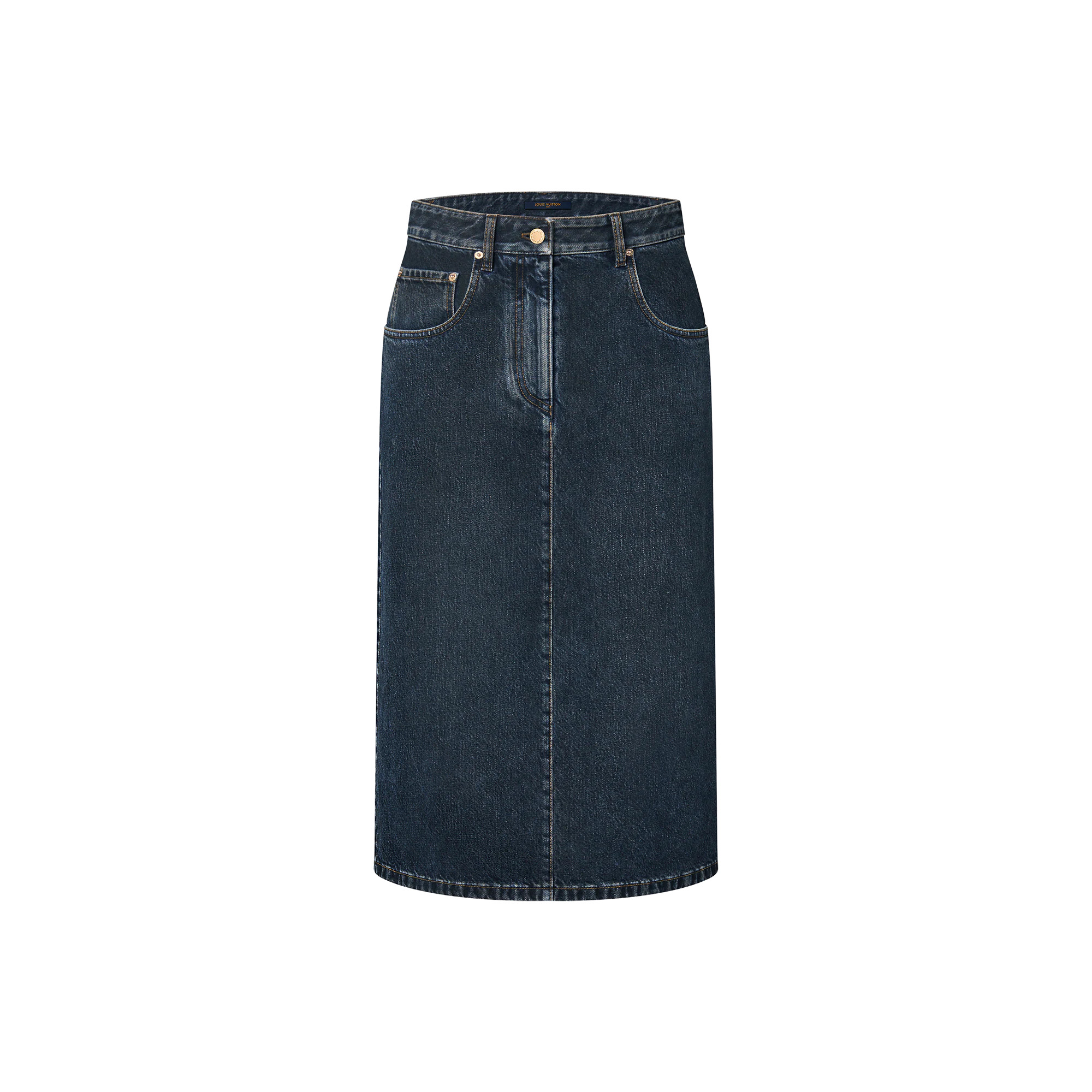 Nautical LV Patch Denim Midi Skirt - 1