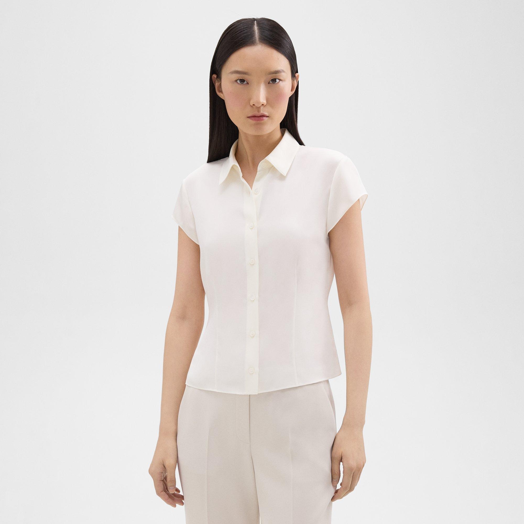 Cap Sleeve Shirt in Silk Georgette - 2