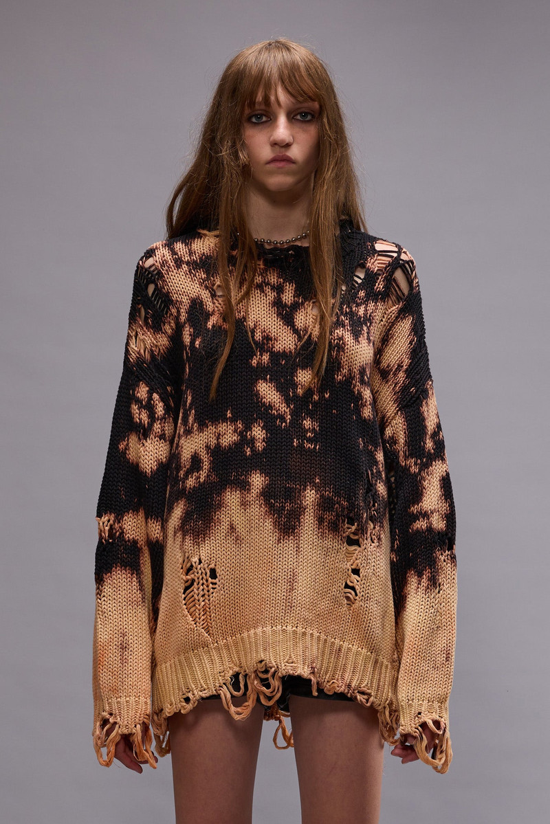 R13 BLEACHED OVERSIZED SWEATER - BLEACHED BLACK outlook