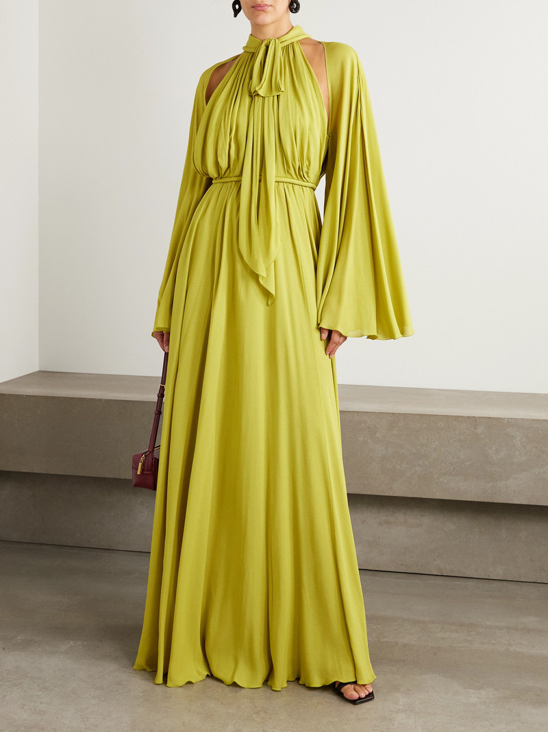 GIAMBATTISTA VALLI Pussy-bow Cape-effect Gathered Crepe Gown outlook