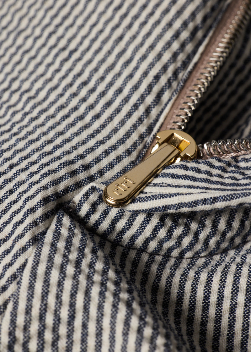 Blue and White Stripe Seersucker Tie-Waist Shorts 6