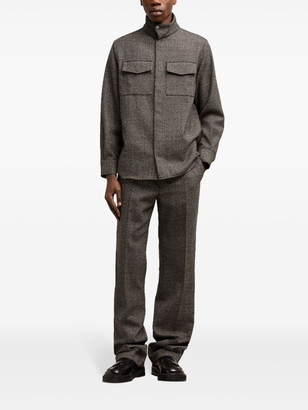 houndstooth high-collar shirt - 2