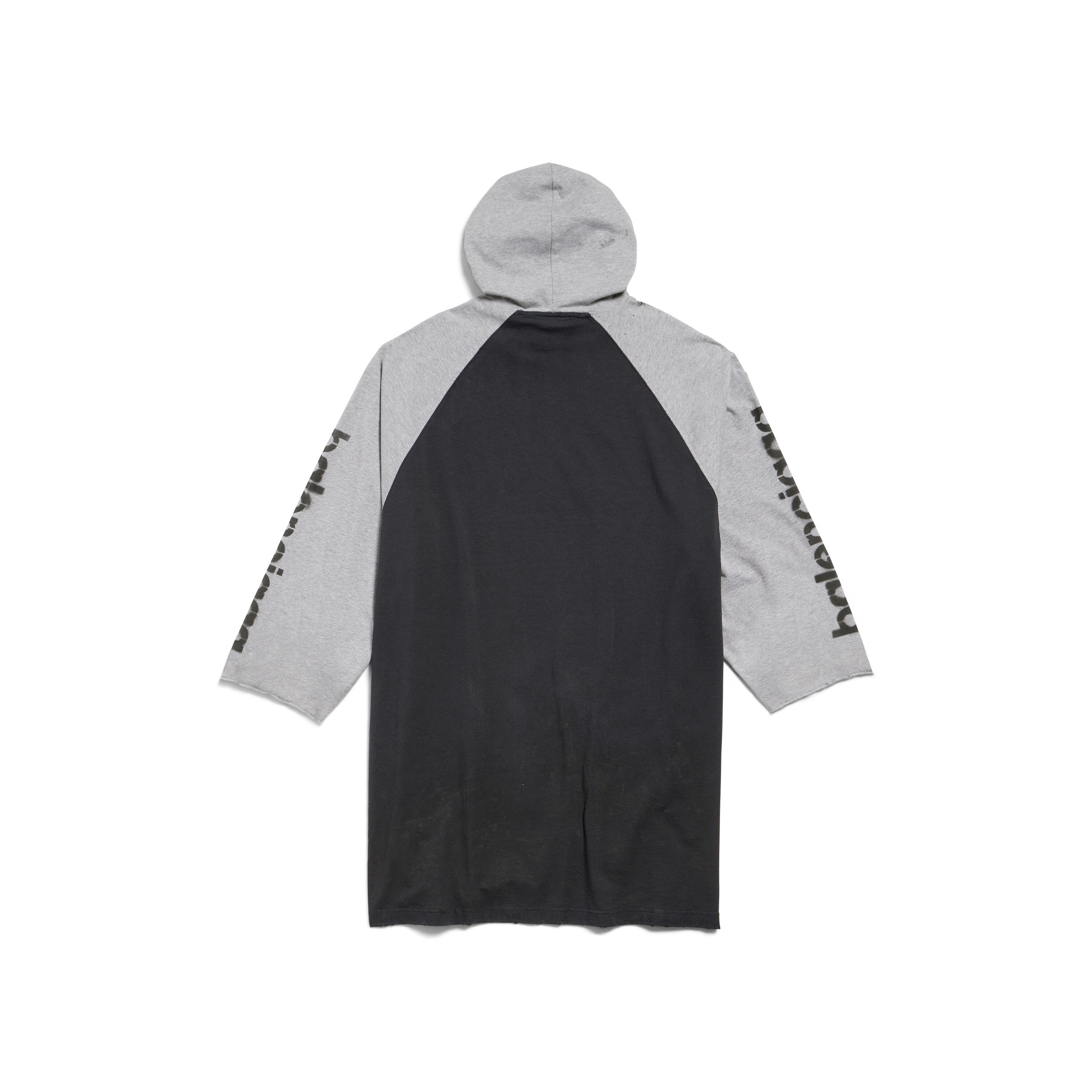 Balenciaga 3B Stencil Hooded Raglan T-Shirt Oversized 'Black' 790403TQVT51083 - 2