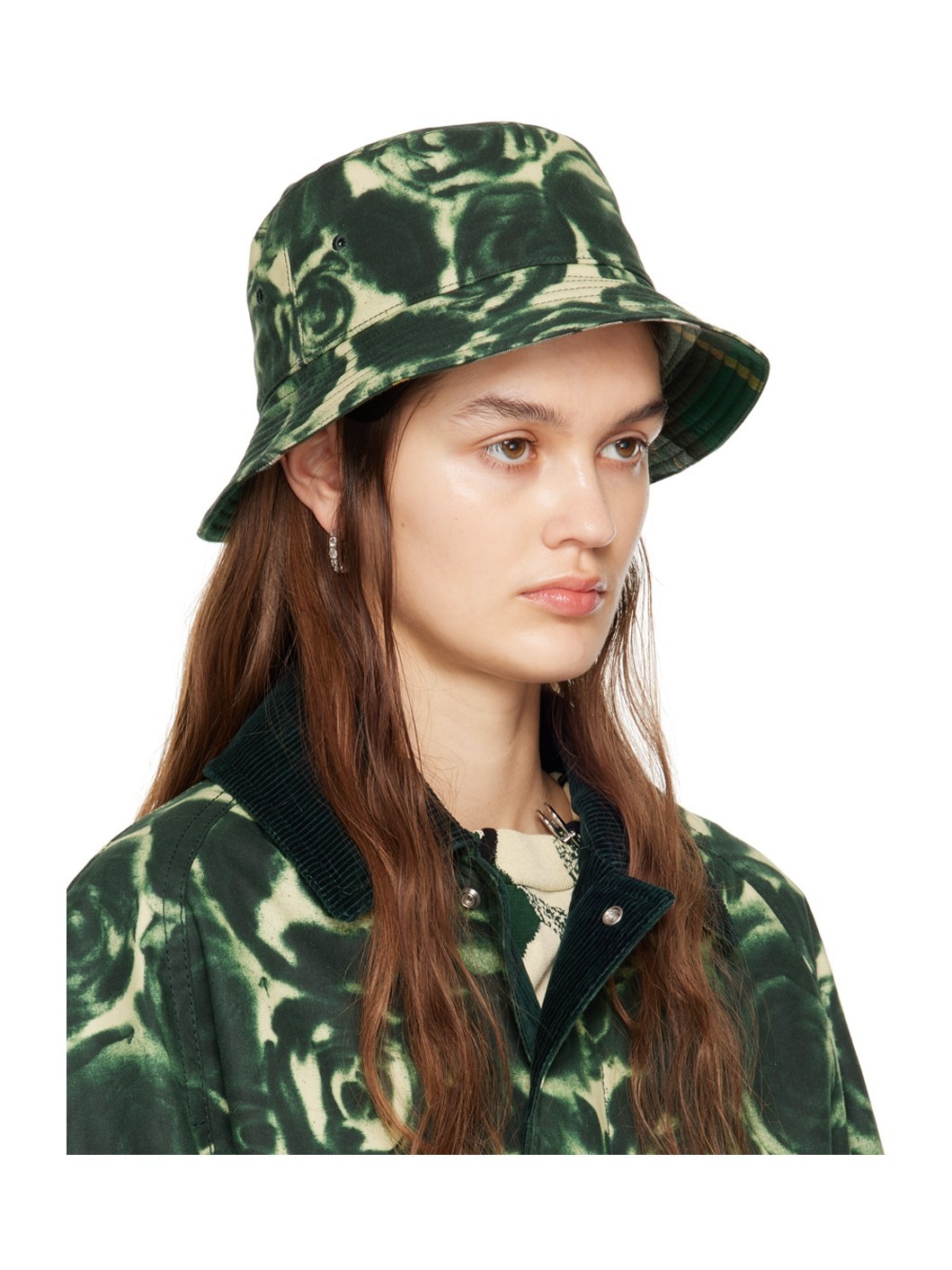 Green Rose Waxed Cotton Bucket Hat - 2