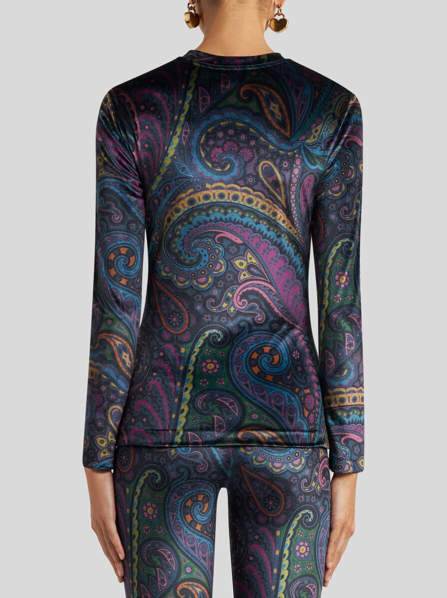 CHENILLE TOP WITH PAISLEY PRINT - 5