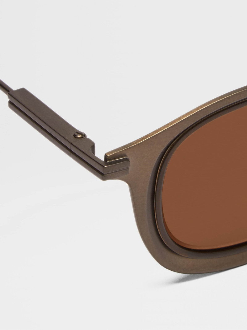 ZEGNA LIGHT BROWN TITANIUM SUNGLASSES outlook