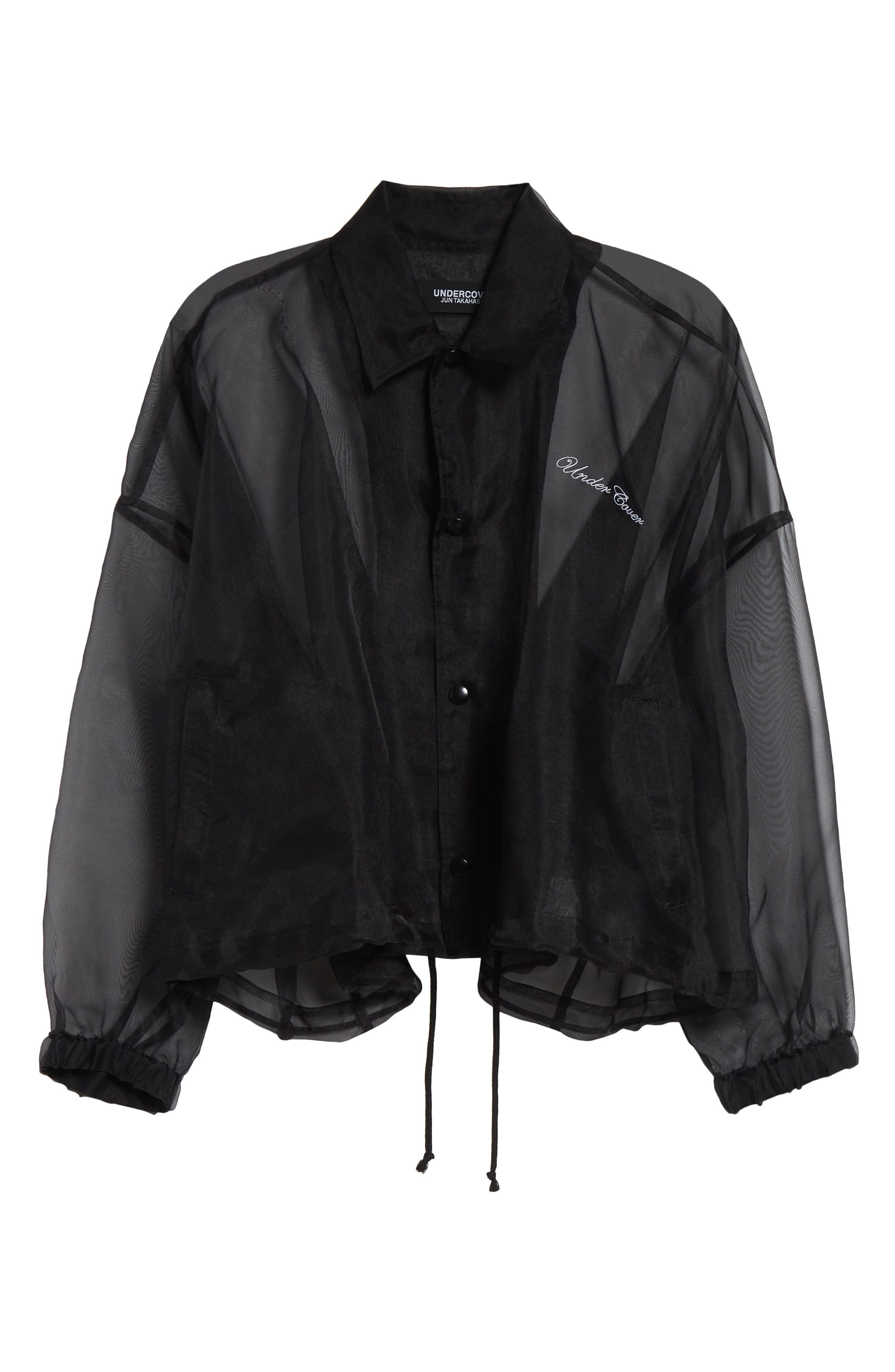 Undercover Logo Embroidered Organdy Coach's Jacket in Black at Nordstrom - 6
