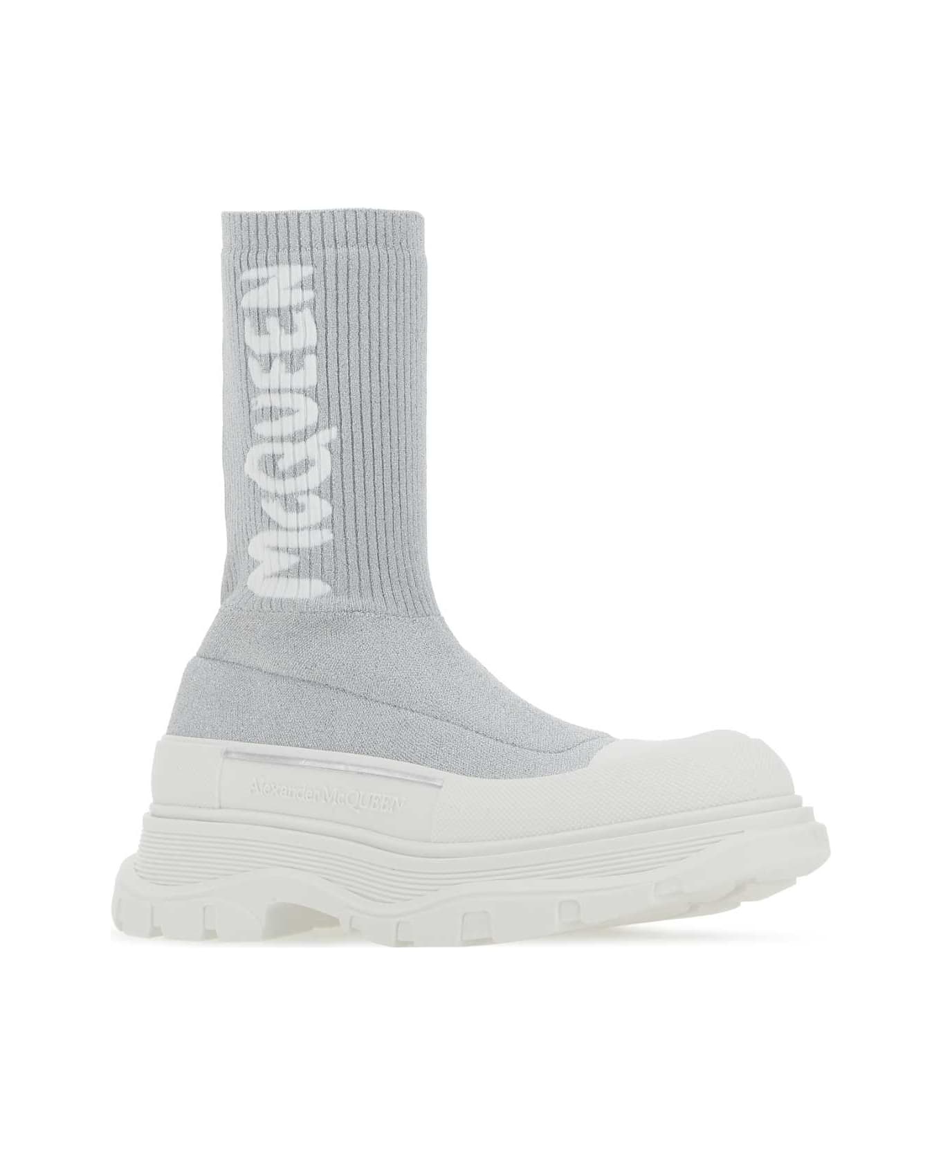 Grey Stretch Nylon Tread Slick Sneakers - 2