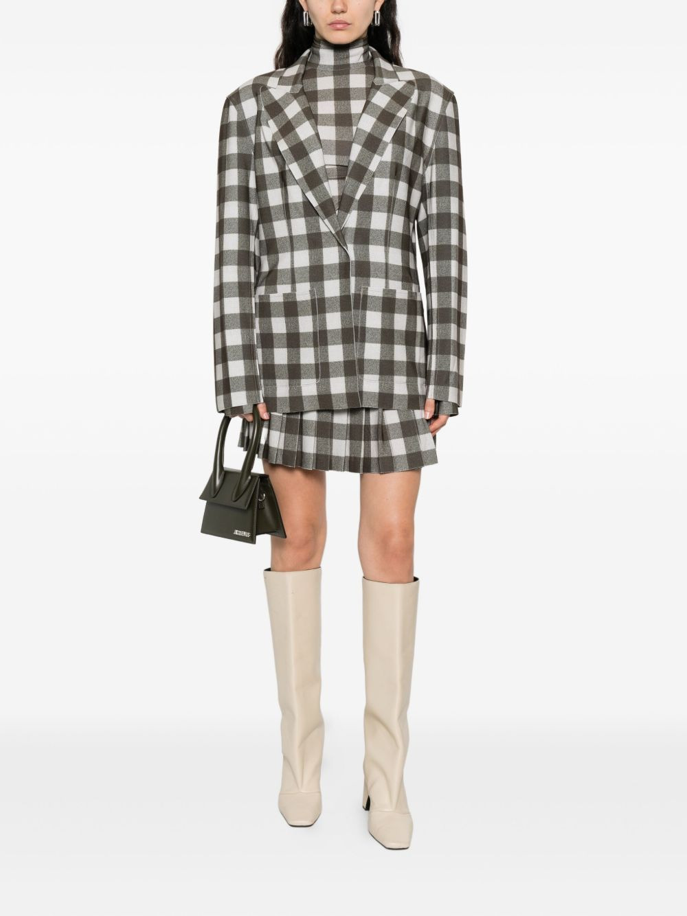 checked single-breasted blazer - 2