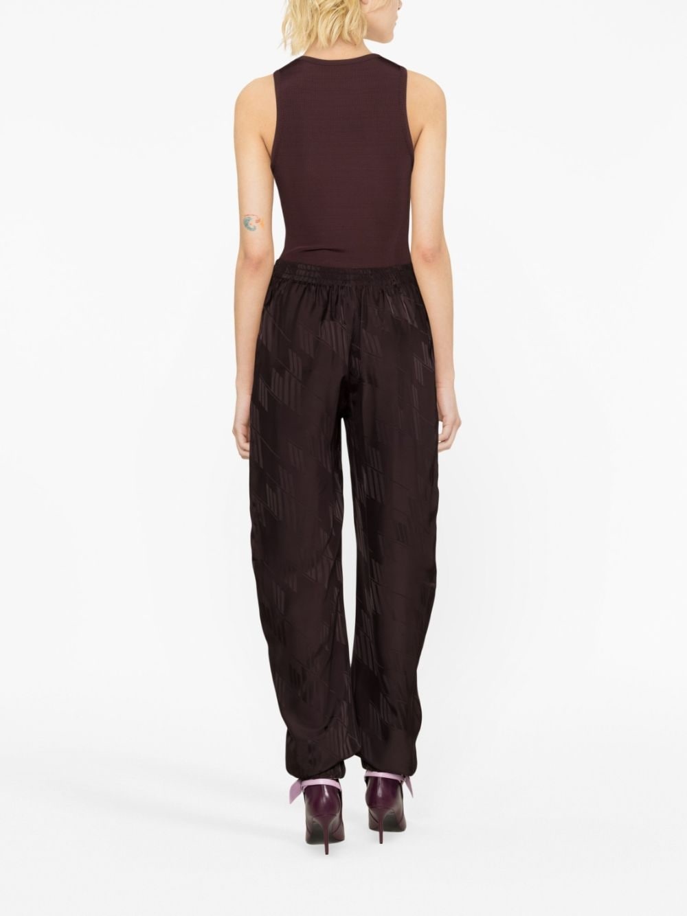 logo-jacquard tapered trousers - 3
