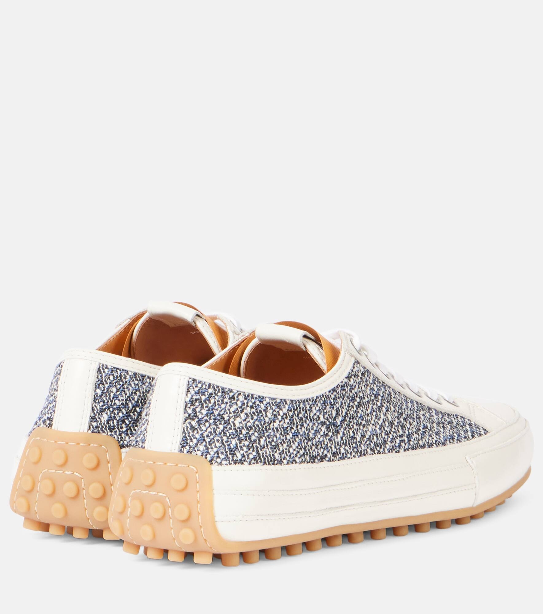 Tweed and leather sneakers - 2