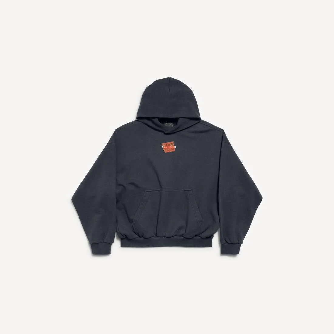 Men's Taped Balenciaga Back Hoodie Medium Fit in Faded Black - 1