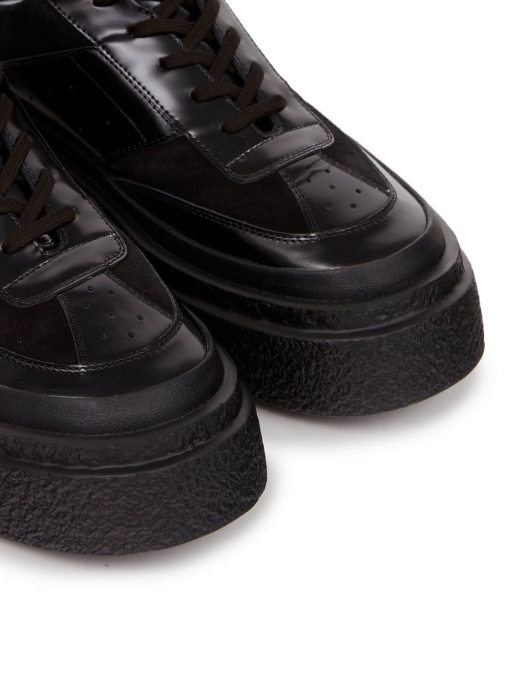 panelled patent leather sneakers - 4