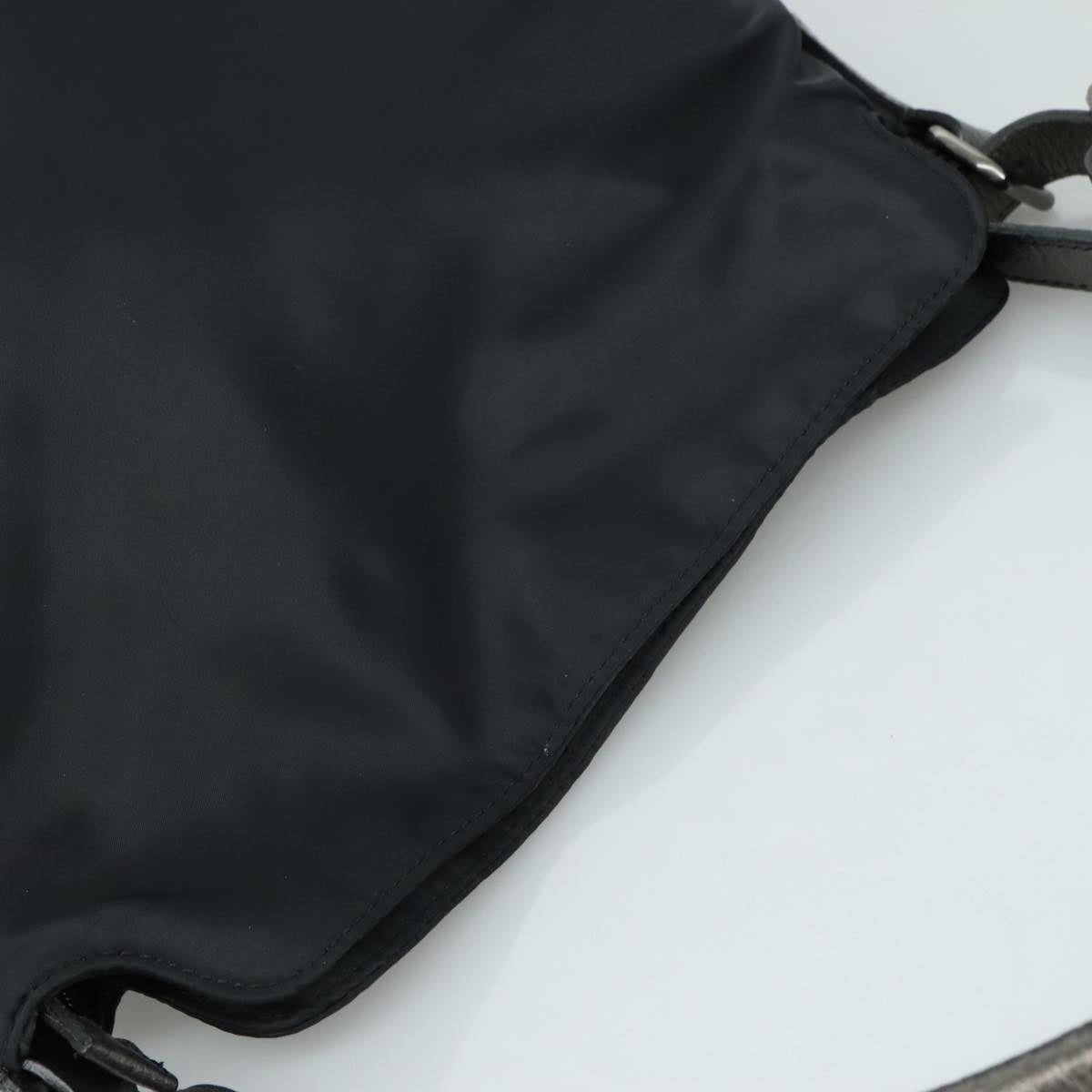 Burberry Shoulder Bag Nylon Leather Black Silver - 6
