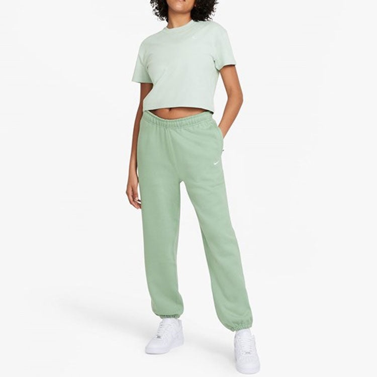 (WMNS) Nike Solo Swoosh Fleece Trousers 'Light Green' CW5565-006 - 2