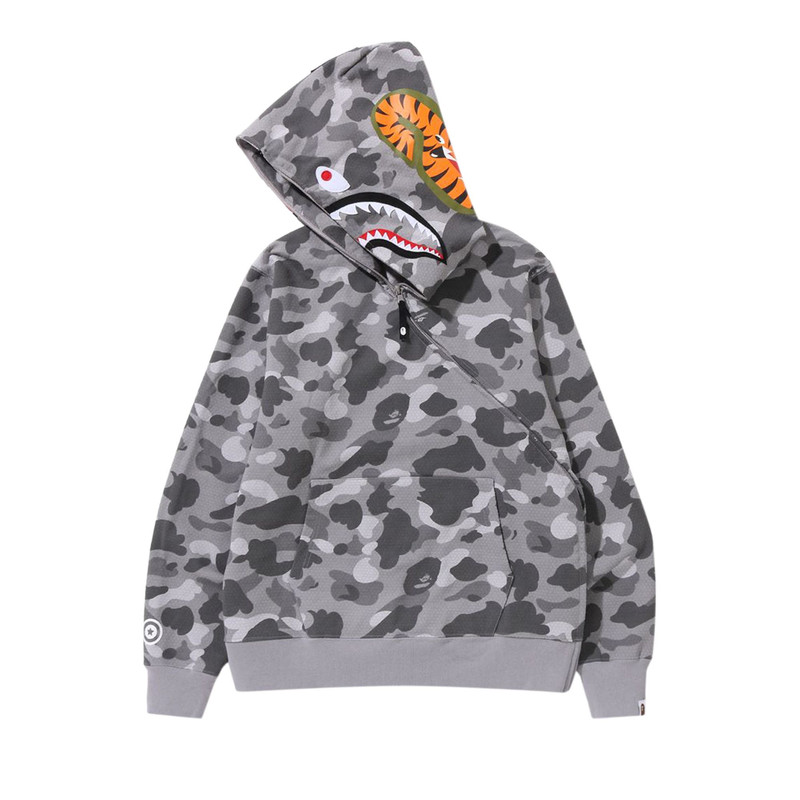 A BATHING APE® BAPE Honeycomb Camo Shark Full Zip Hoodie 'Grey' outlook