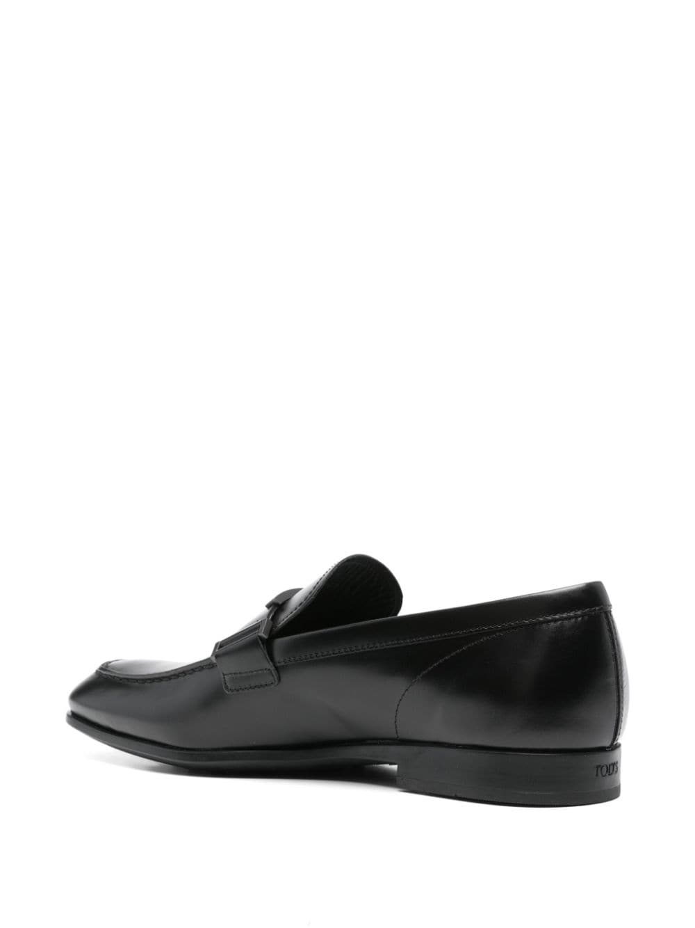 logo-plaque leather loafers - 3