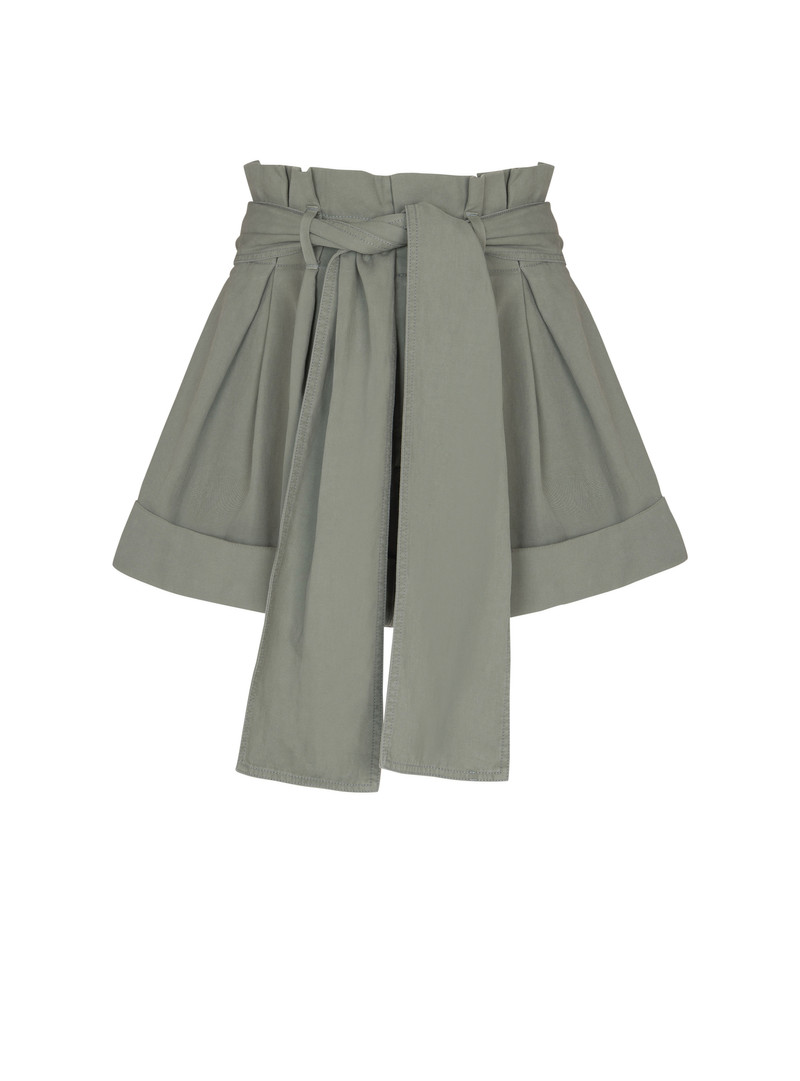Cotton gabardine high-waisted shorts 1