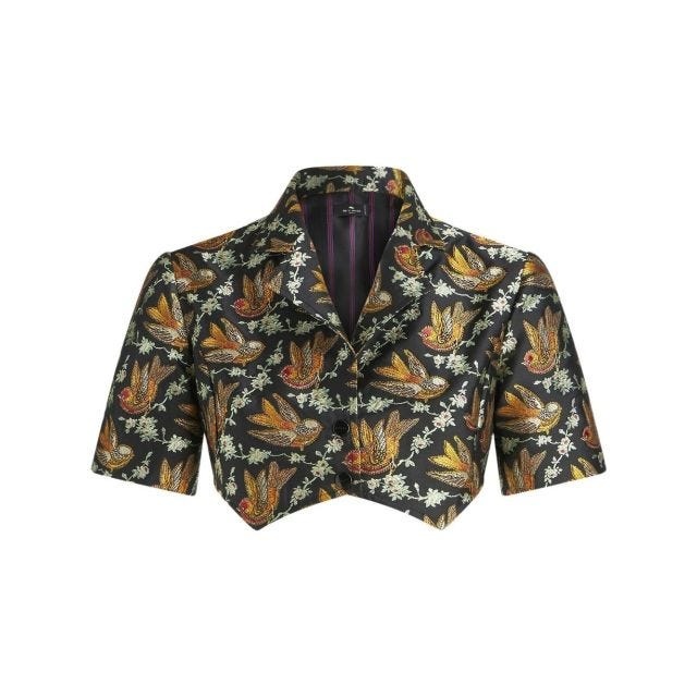 Multicoloured flower crop shirt - 1