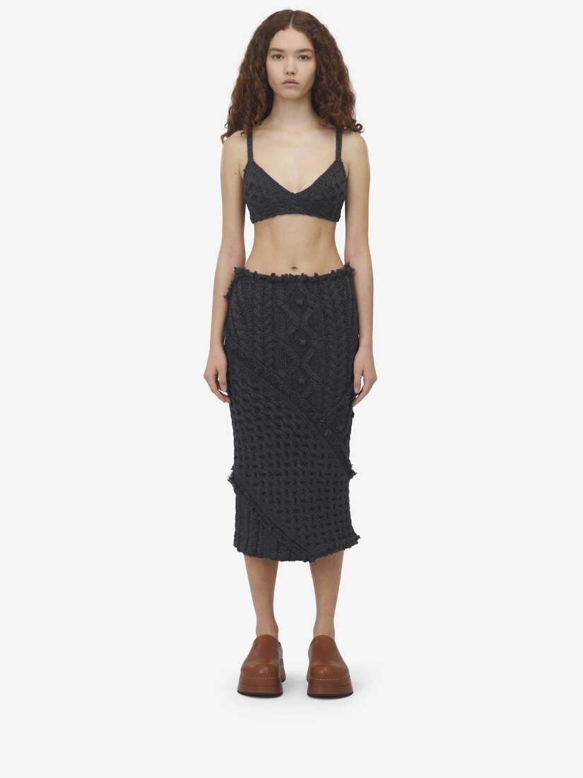 Cable Knit Pencil Skirt - 1