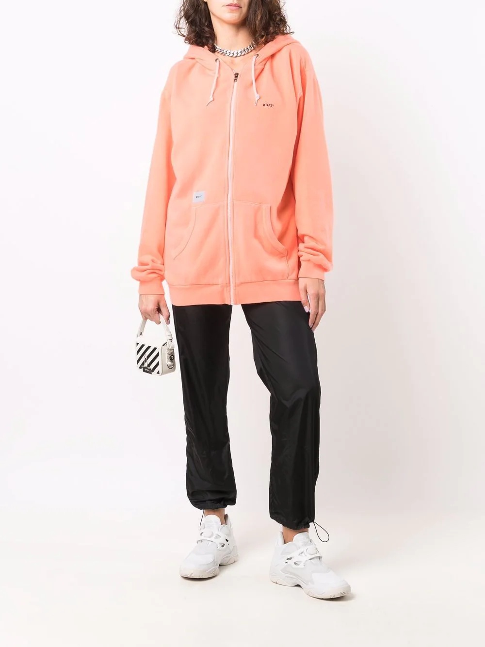 logo-embroidered zip-up hoodie - 3