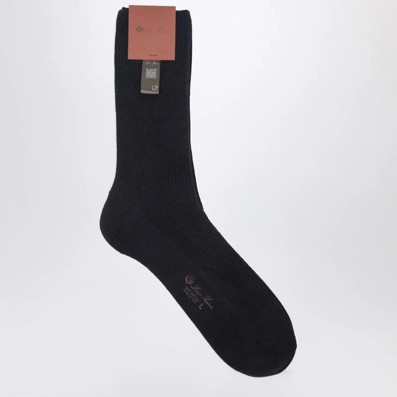 Loro Piana Navy Blue Socks In Baby Cashmere Men - 1