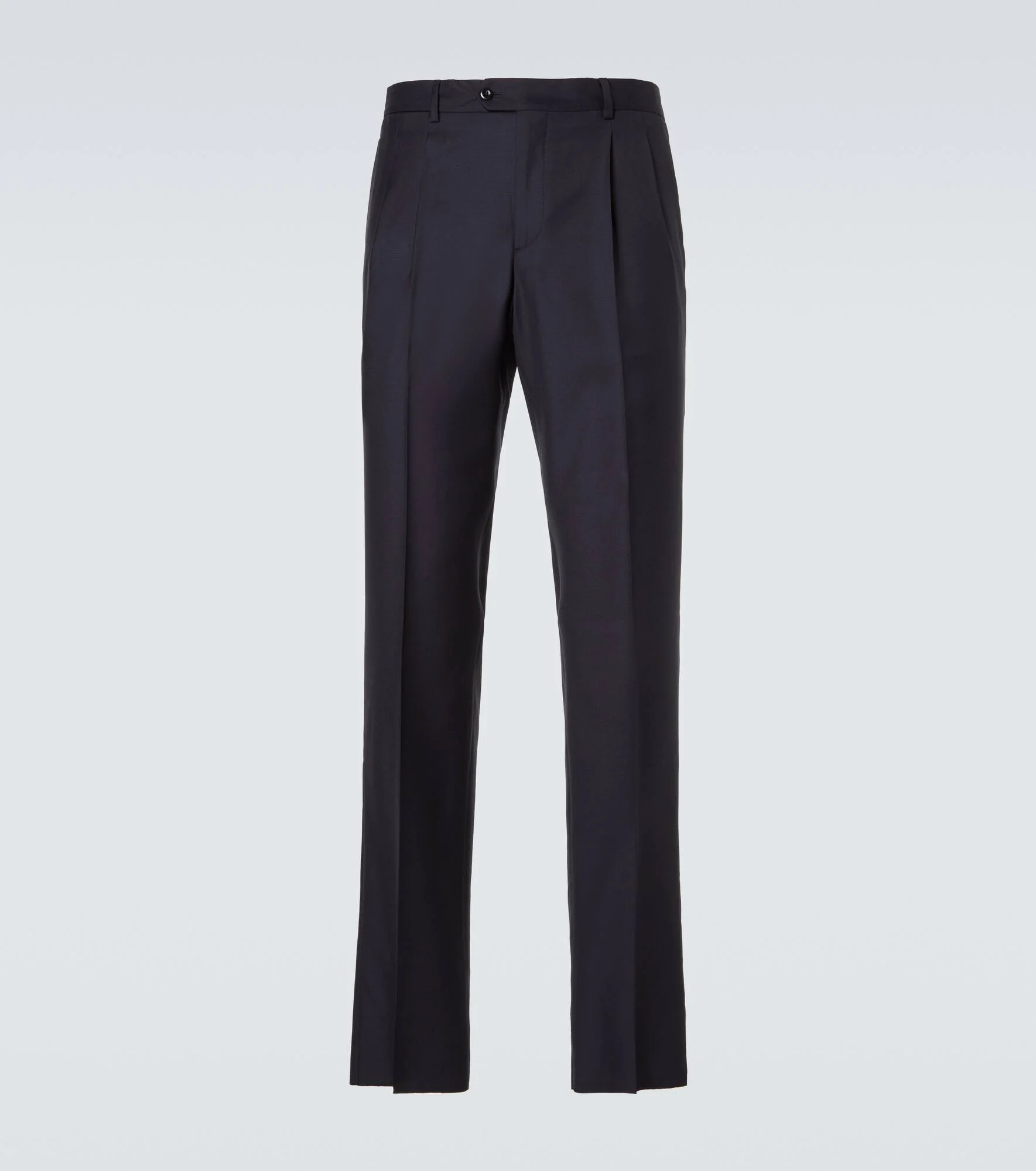 Pleated virgin wool straight pants - 1