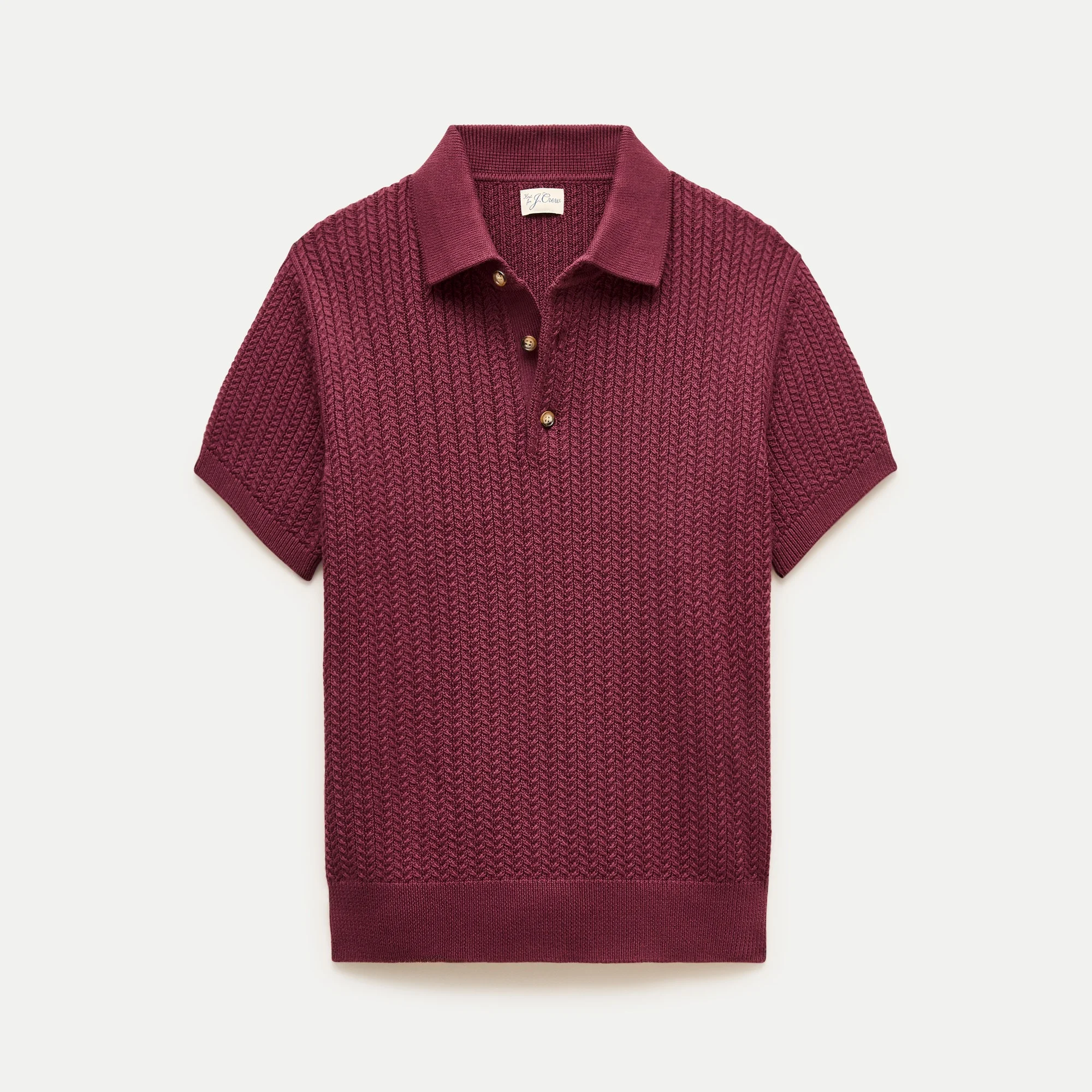 Short-sleeve cable-knit cotton sweater-polo - 1