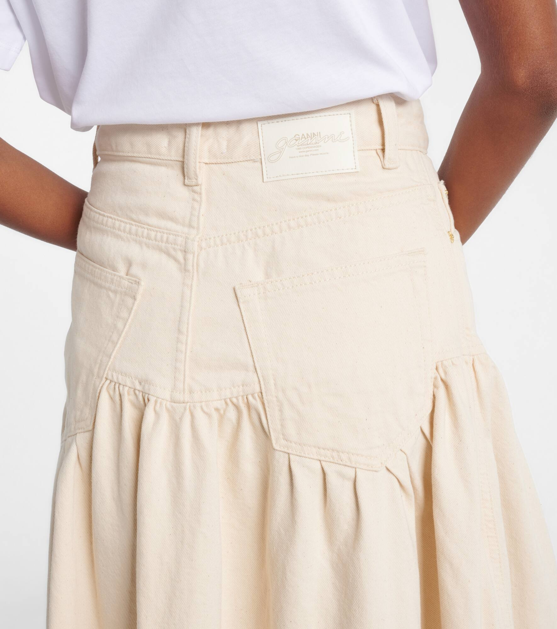Broderie anglaise gathered denim skirt - 6