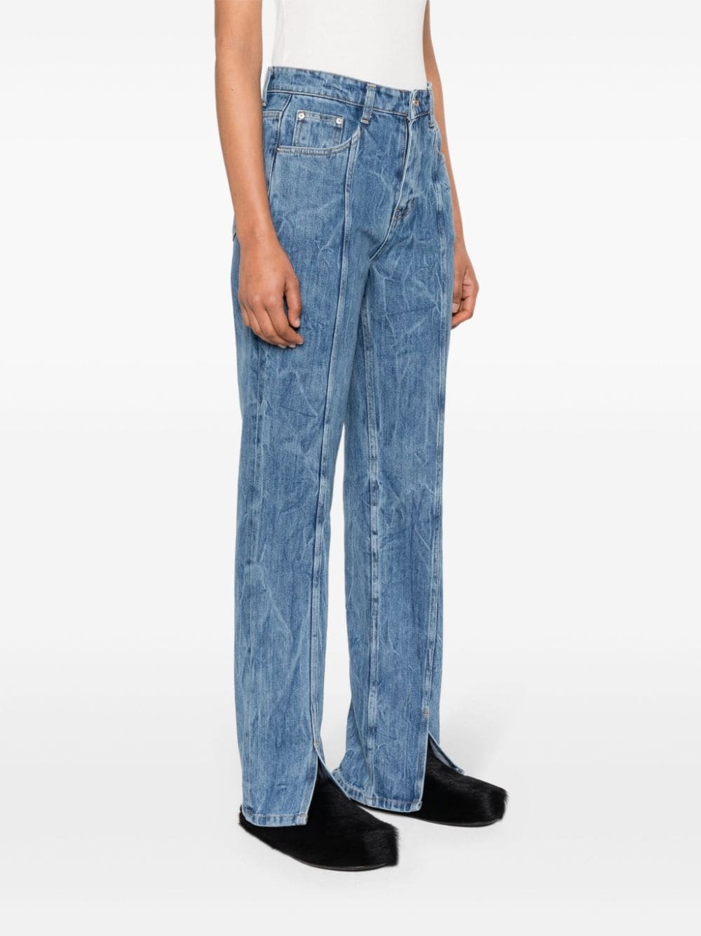 wrinkled-detailed cotton jeans - 3