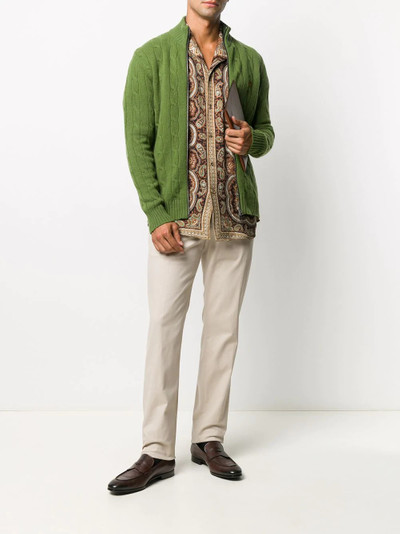 Etro cable-knit zip-up cardigan  outlook