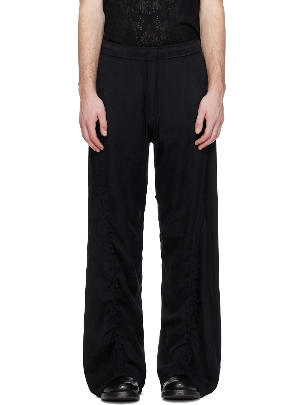 Black Flare Wide Trousers - 1